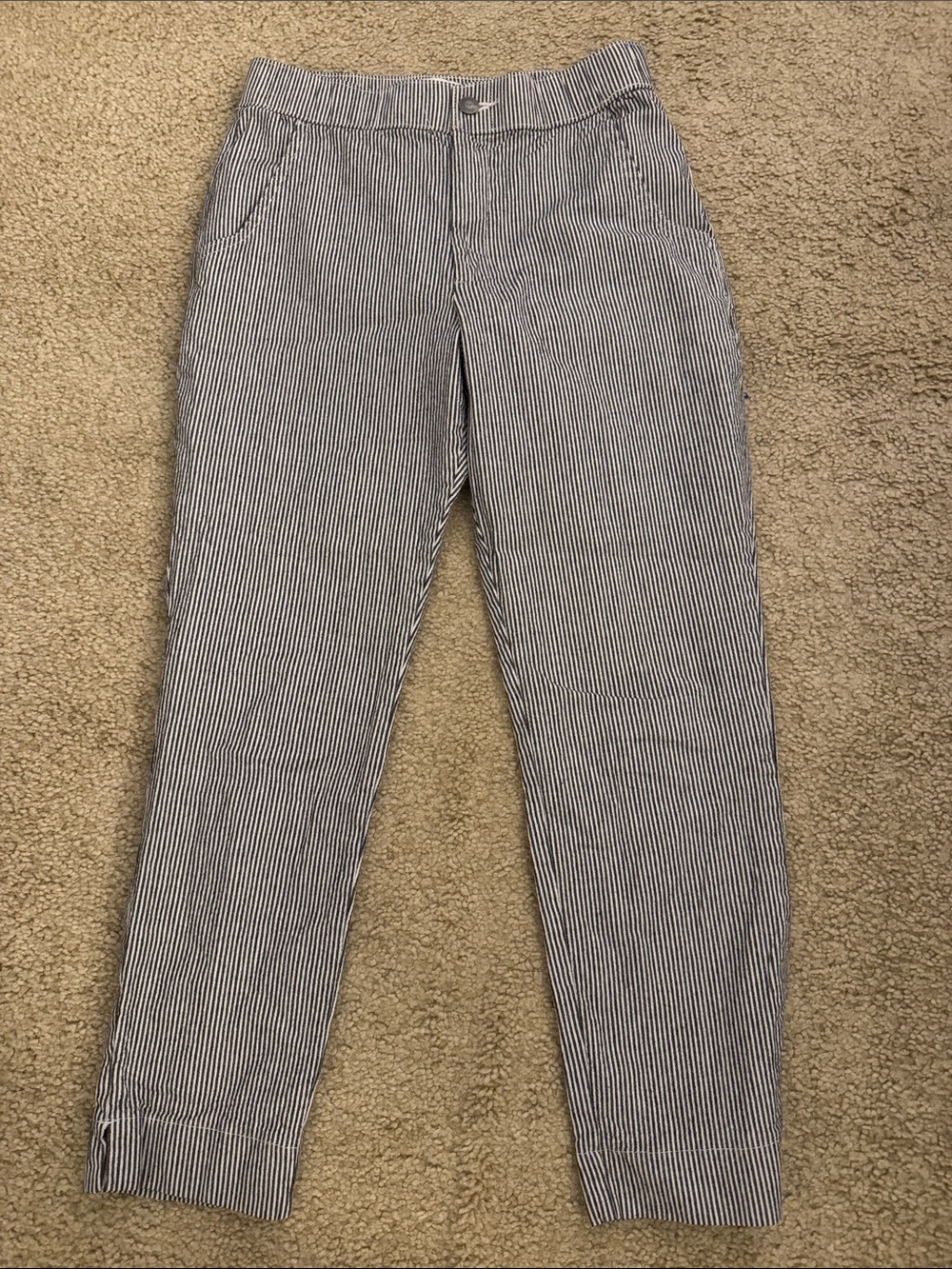 Hollister Navy and White Pinstripe Cropped Pants